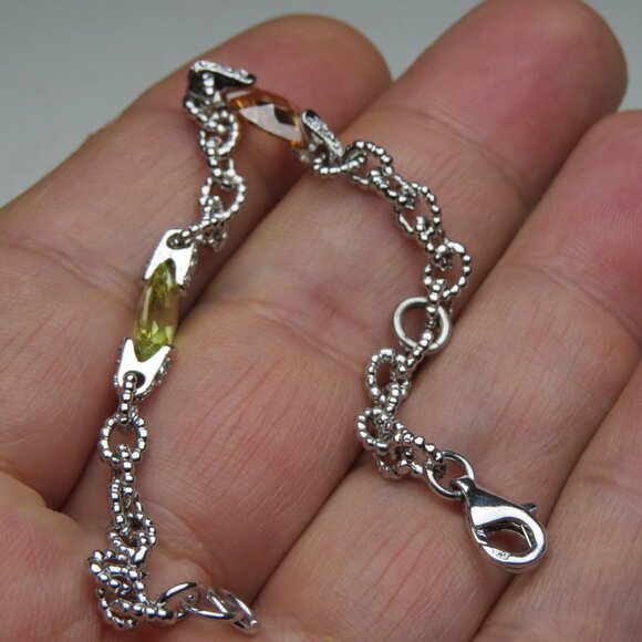 *925 Sterling Topaz, Citrine Silver Bracelet - Picture 3 of 3